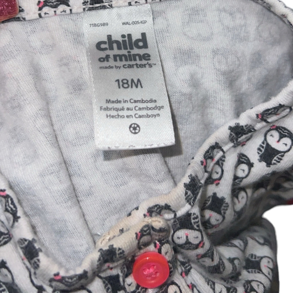 Girls Child of Mine by Carter's Owl Romper 18M White/Pink - Picture 2 of 2